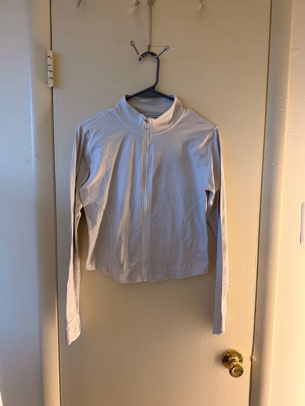 White Cropped Full Zip Workout Jacket XL Athletic Yoga Pilates